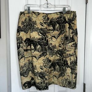 Silk Club Black and Tan Print Skirt